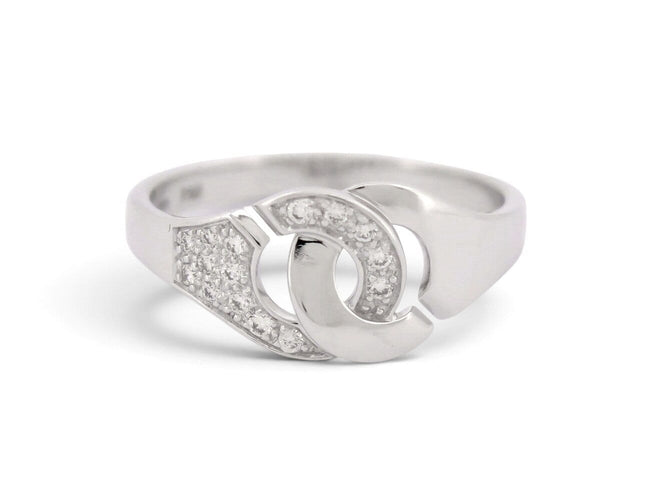 Bague 53 Dinh Van Menottes R8 - Bague en or blanc et diamants 58 Facettes 276592