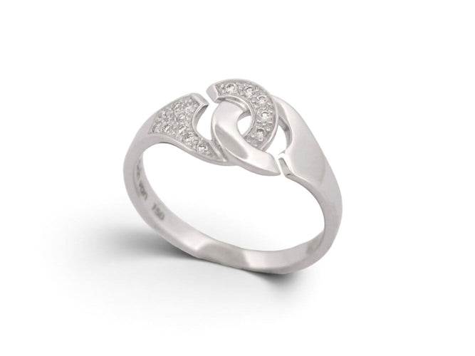 Bague 53 Dinh Van Menottes R8 - Bague en or blanc et diamants 58 Facettes 276592