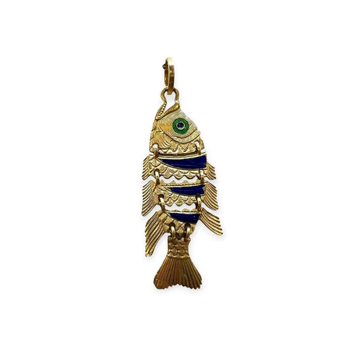 Pendentif Pendentif poisson articulé en or jaune et émail 58 Facettes 330101515