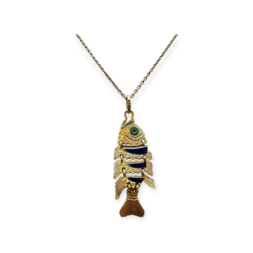 Pendentif Pendentif poisson articulé en or jaune et émail 58 Facettes 330101515