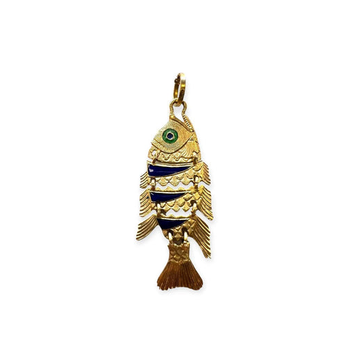 Pendentif Pendentif poisson articulé en or jaune et émail 58 Facettes 330101515