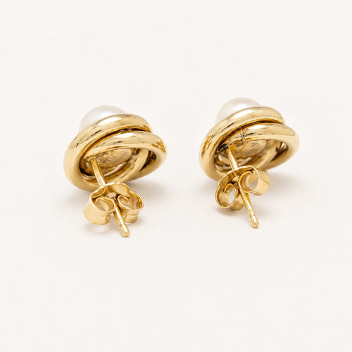Boucles d'oreilles Boucles d'oreilles en or jaune 18 carats et perles 58 Facettes 38005