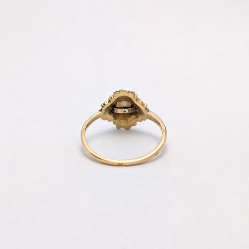 Bague 52 Bague florale en or jaune 18 carats et perle 58 Facettes 38009