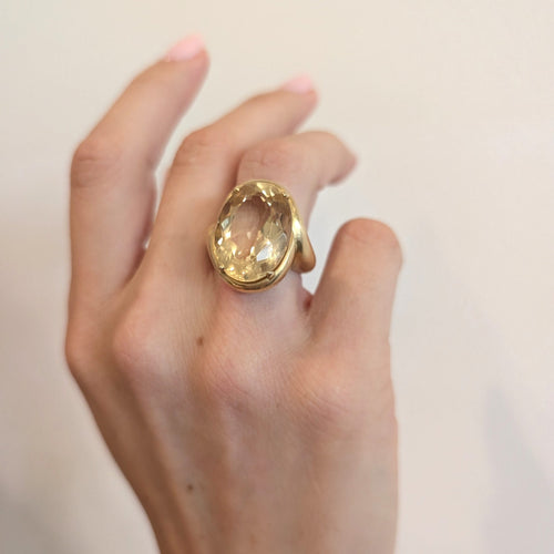 Bague 52 Bague cocktail en or jaune 18 carats et citrine 58 Facettes 38061