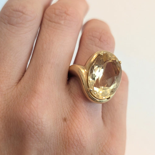 Bague 52 Bague cocktail en or jaune 18 carats et citrine 58 Facettes 38061