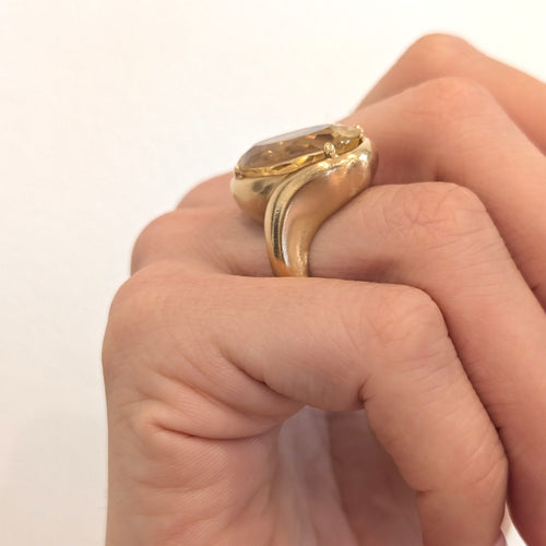 Bague 52 Bague cocktail en or jaune 18 carats et citrine 58 Facettes 38061