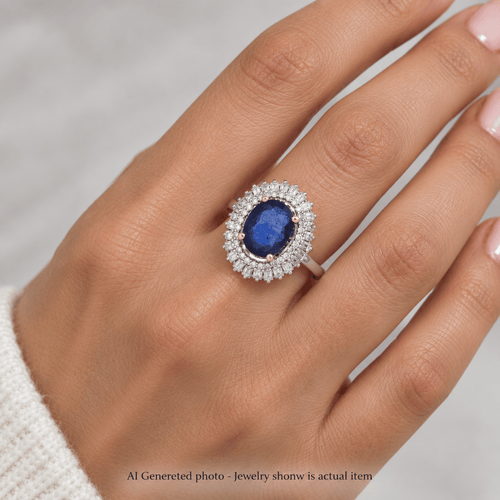 Bague 53 Bague en or blanc avec saphir et diamants 58 Facettes AN10 (00519)