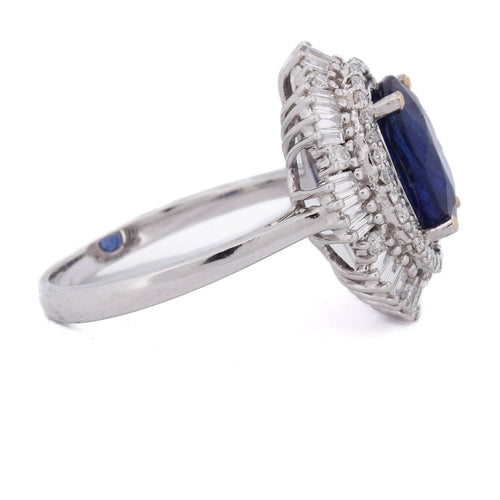 Bague 53 Bague en or blanc avec saphir et diamants 58 Facettes AN10 (00519)