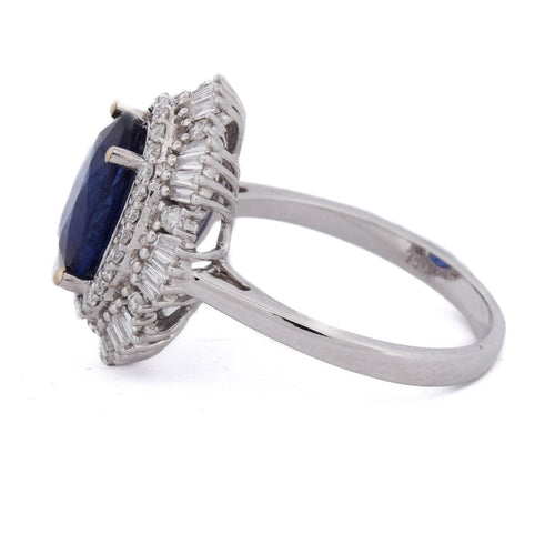 Bague 53 Bague en or blanc avec saphir et diamants 58 Facettes AN10 (00519)