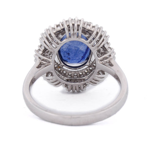 Bague 53 Bague en or blanc avec saphir et diamants 58 Facettes AN10 (00519)