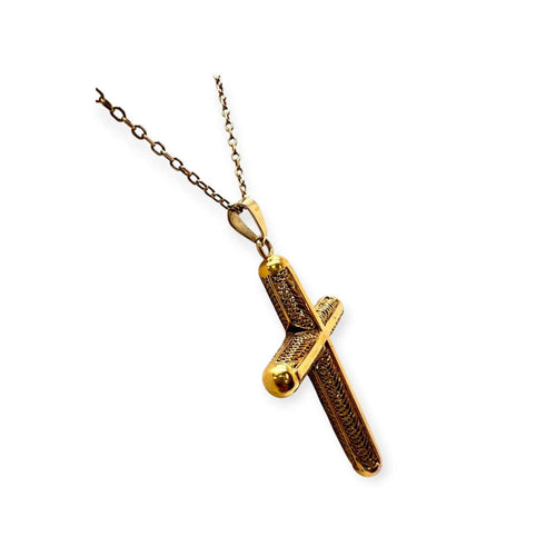 Pendentif Pendentif croix filigrane en or jaune 750 58 Facettes 330101884