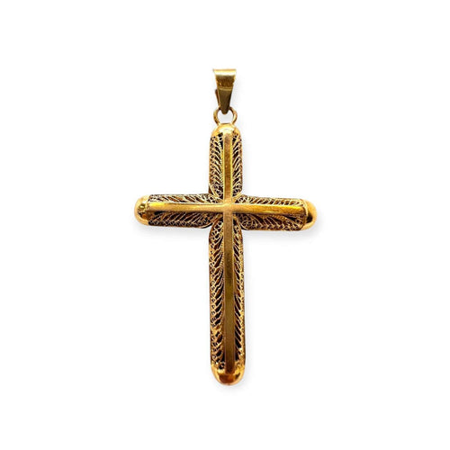 Pendentif Pendentif croix filigrane en or jaune 750 58 Facettes 330101884