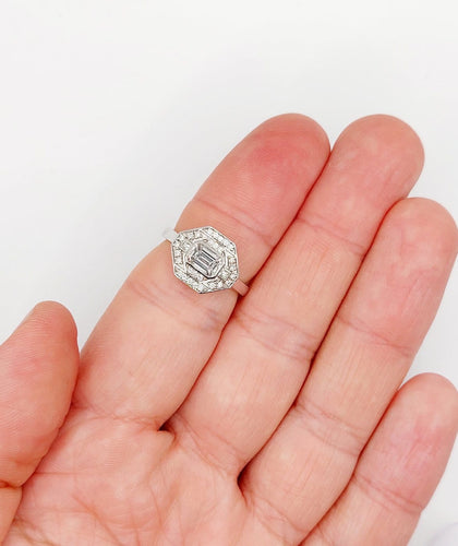 Bague 53 Bague tank Art déco en or blanc 18k et diamants 58 Facettes A07798