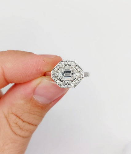 Bague 53 Bague tank Art déco en or blanc 18k et diamants 58 Facettes A07798