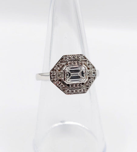 Bague 53 Bague tank Art déco en or blanc 18k et diamants 58 Facettes A07798
