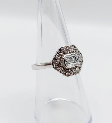 Bague 53 Bague tank Art déco en or blanc 18k et diamants 58 Facettes A07798