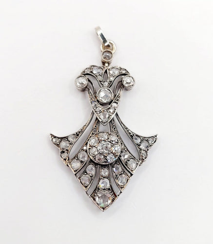 Pendentif Art déco - Pendentif palmette en or blanc et diamants 58 Facettes A07799