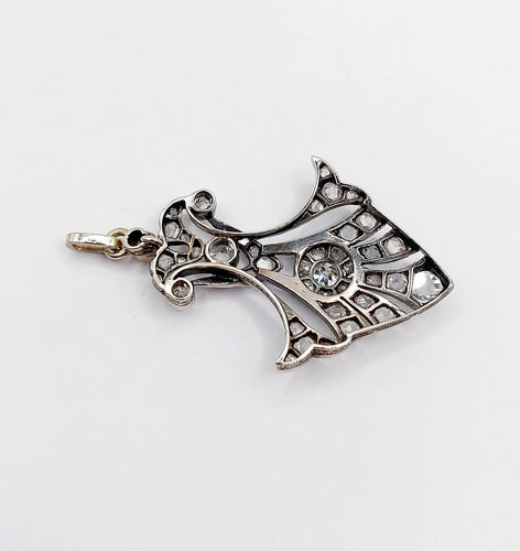 Pendentif Art déco - Pendentif palmette en or blanc et diamants 58 Facettes A07799