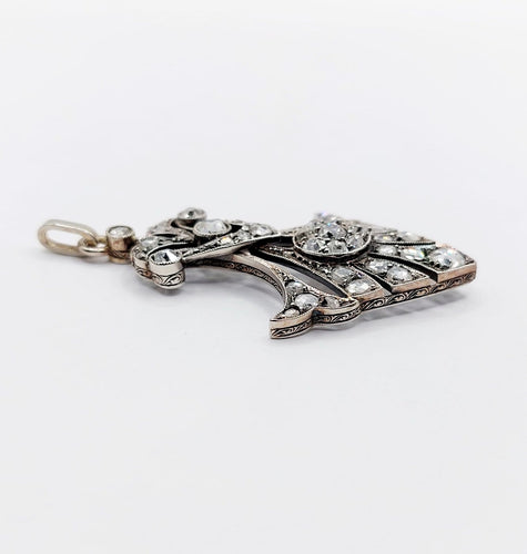 Pendentif Art déco - Pendentif palmette en or blanc et diamants 58 Facettes A07799