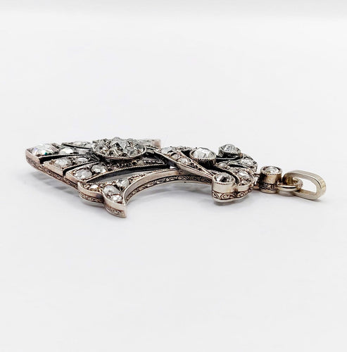 Pendentif Art déco - Pendentif palmette en or blanc et diamants 58 Facettes A07799