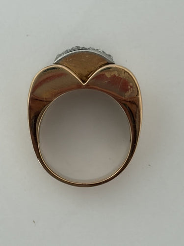 Bague 53 Bague Tank en or jaune, platine et diamants 58 Facettes LOT 8123