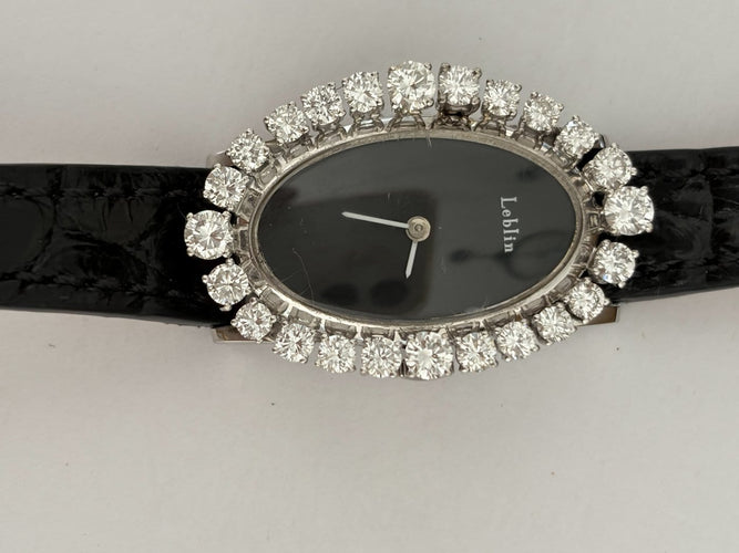 Montre LEBLIN - Montre dame en or gris et diamants 58 Facettes LOT 8110