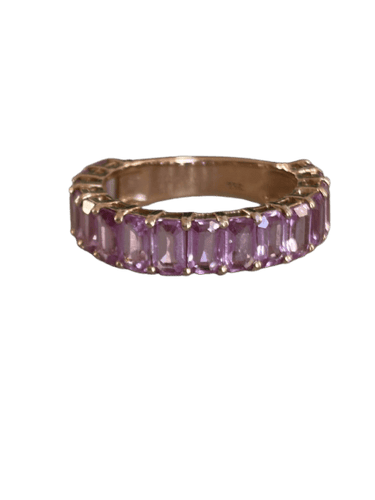 Bague 53 Alliance américaine en or rose et saphirs roses 58 Facettes LOT 8107