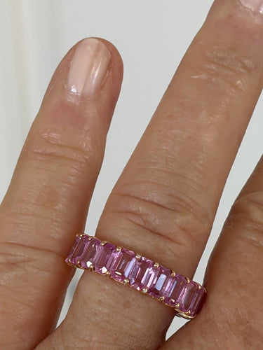 Bague 53 Alliance américaine en or rose et saphirs roses 58 Facettes LOT 8107