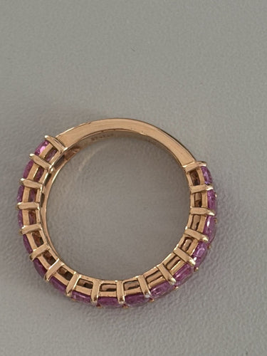 Bague 53 Alliance américaine en or rose et saphirs roses 58 Facettes LOT 8107