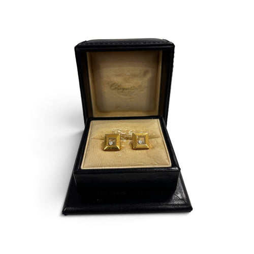 Boucles d'oreilles Chopard Happy Diamonds - Boucles d'oreilles en or jaune et diamants 58 Facettes Chopard-happy-diamonds-boucles