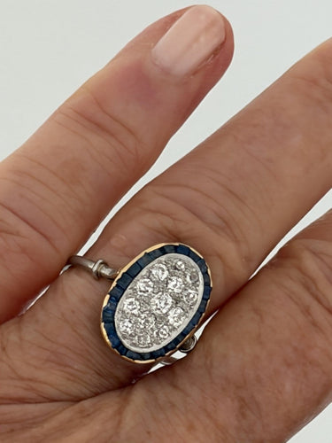 Bague 54 Bague en or jaune et gris, diamants et saphirs 58 Facettes LOT 8090