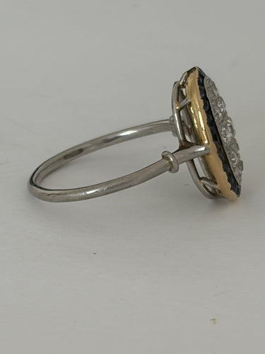 Bague 54 Bague en or jaune et gris, diamants et saphirs 58 Facettes LOT 8090