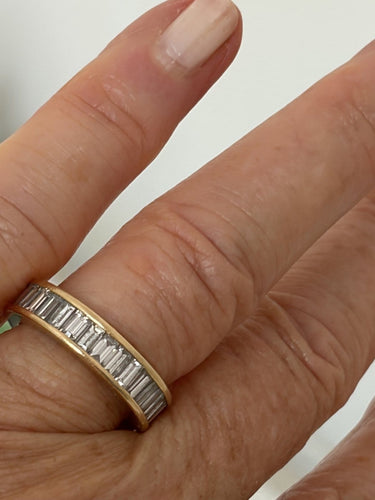 Bague 50 Alliance américaine en or jaune et diamants baguette 58 Facettes LOT 8081