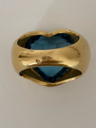 Bague 59 Bague cœur en or jaune et topaze bleue 58 Facettes LOT 8080