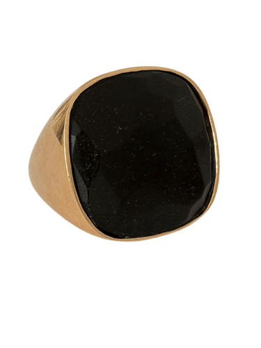 Bague 53 Bague chevalière en or jaune 18 ct et onyx 58 Facettes LOT 8078