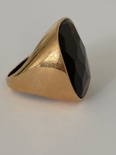 Bague 53 Bague chevalière en or jaune 18 ct et onyx 58 Facettes LOT 8078