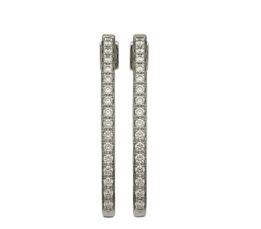 Boucles d'oreilles Boucles d'oreilles créoles ovales en or gris et diamants 58 Facettes LOT 8074