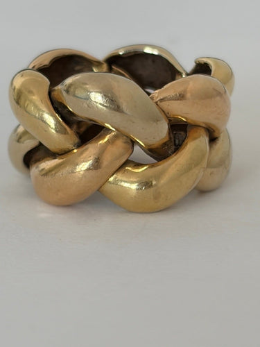 Bague 53 Bague tressée en or jaune, gris et rose 58 Facettes LOT 8041