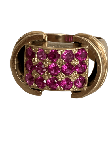 Bague 51 Bague chevalière en or jaune et rubis synthétiques 58 Facettes LOT 8026