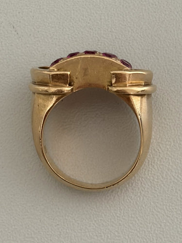 Bague 51 Bague chevalière en or jaune et rubis synthétiques 58 Facettes LOT 8026