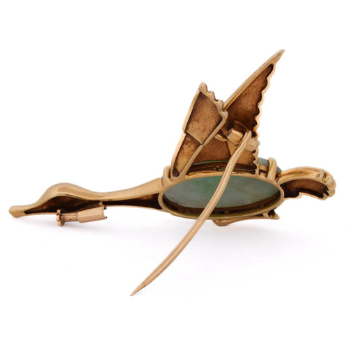 Broche Broche Oiseau en or jaune, jade et rubis 58 Facettes SP84 116-72 (00319)