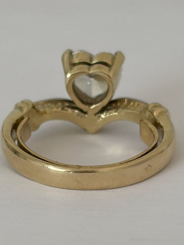 Bague 50 Duchesse - Bague en or jaune et gris 14 ct avec diamant cœur 58 Facettes LOT 8019
