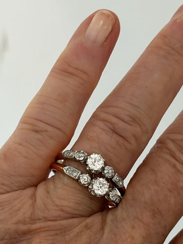 Bague 61 Bague deux anneaux en or jaune et or gris 18k diamants 58 Facettes LOT 8010