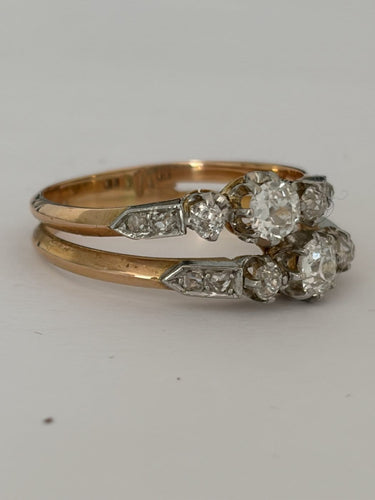 Bague 61 Bague deux anneaux en or jaune et or gris 18k diamants 58 Facettes LOT 8010