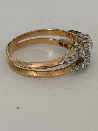 Bague 61 Bague deux anneaux en or jaune et or gris 18k diamants 58 Facettes LOT 8010