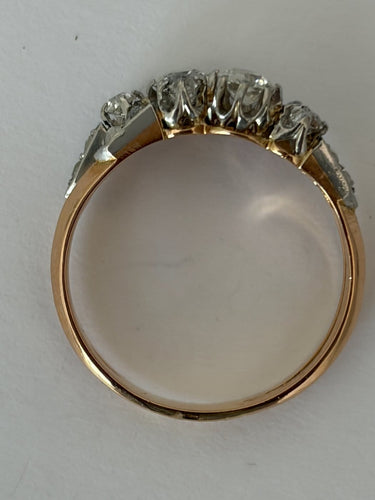 Bague 61 Bague deux anneaux en or jaune et or gris 18k diamants 58 Facettes LOT 8010