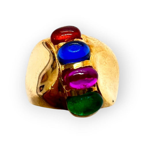 Bague 57 Bague en or jaune 750 sertie de pierres de couleur 58 Facettes 330099648