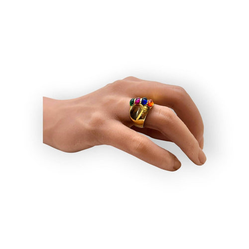 Bague 57 Bague en or jaune 750 sertie de pierres de couleur 58 Facettes 330099648