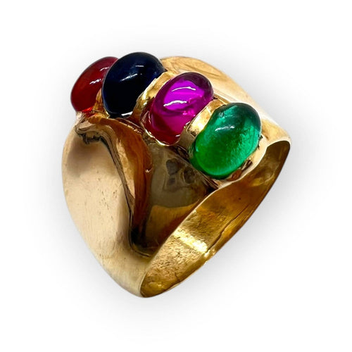 Bague 57 Bague en or jaune 750 sertie de pierres de couleur 58 Facettes 330099648