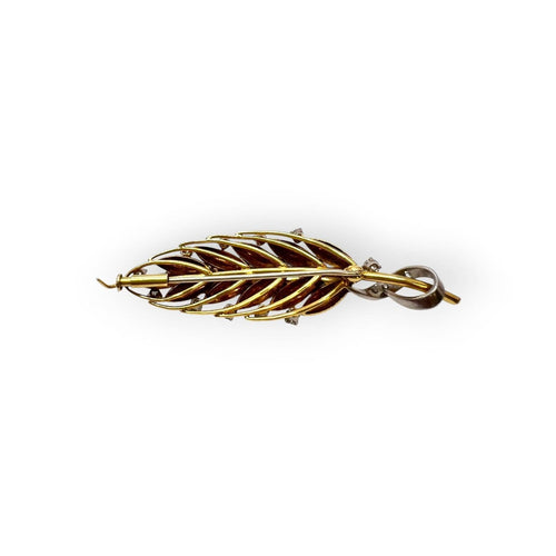 Broche Broche feuille en or blanc et jaune 750, diamants 58 Facettes 330100370